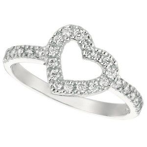 0.40 Carat Natural Diamond Heart Ring Band G SI 14K White Gold